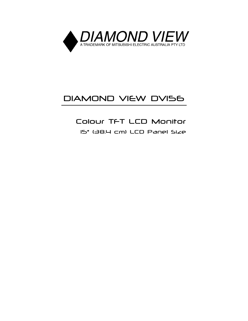 MITSUBISHI ELECTRIC DV156 User Manual | 23 pages