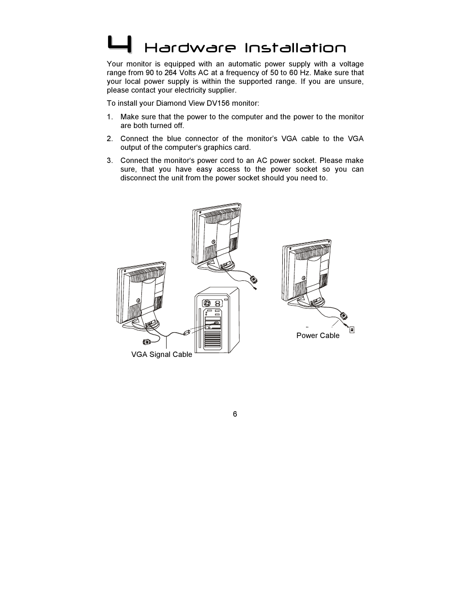 Hardware installation | MITSUBISHI ELECTRIC DV156 User Manual | Page 7 / 23