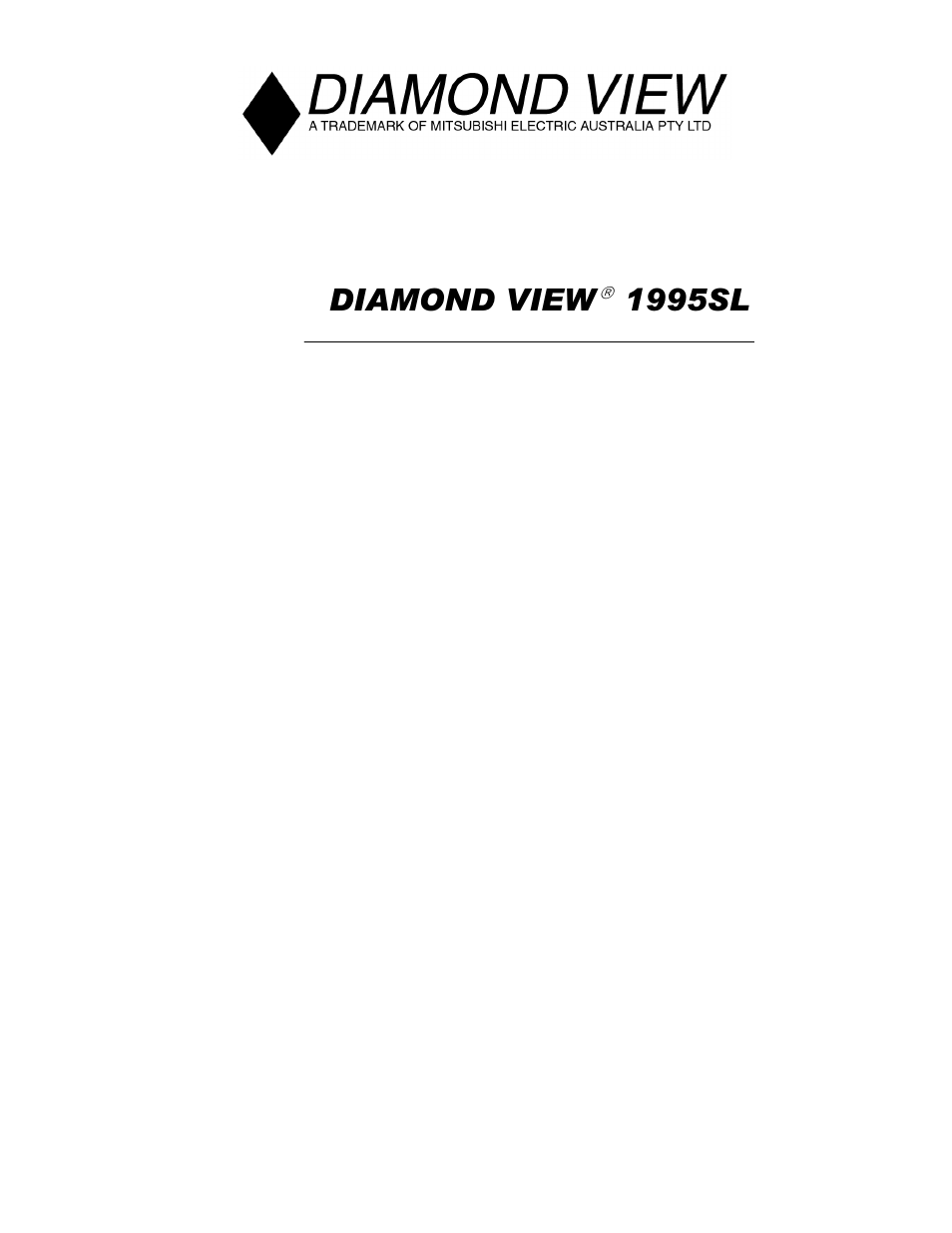 MITSUBISHI ELECTRIC 1995SL User Manual | 22 pages