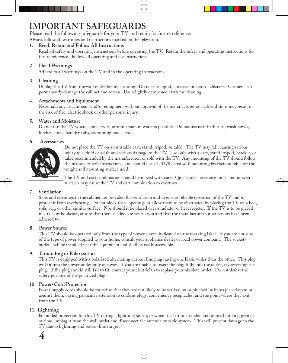 Important safeguards | MITSUBISHI ELECTRIC LT-2240 User Manual | Page 4 / 68