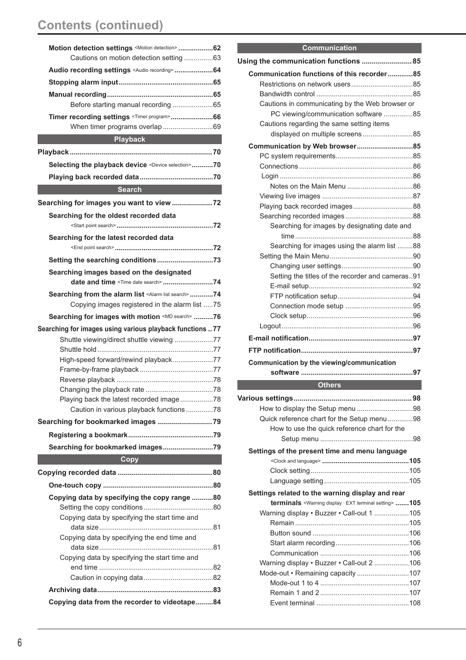 Contents (continued) | MITSUBISHI ELECTRIC DX-TL5716U User Manual | Page 10 / 144