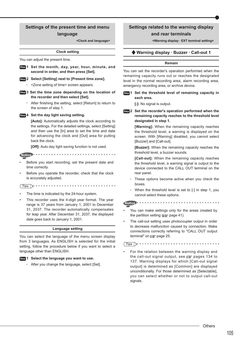 Settings of the present time and menu language | MITSUBISHI ELECTRIC DX-TL5716U User Manual | Page 109 / 144