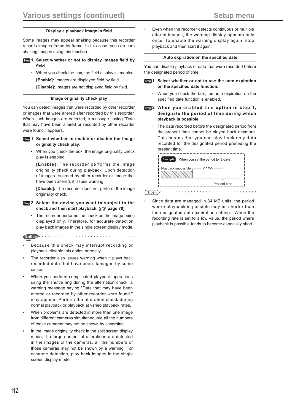 Various settings (continued), Setup menu | MITSUBISHI ELECTRIC DX-TL5716U User Manual | Page 116 / 144