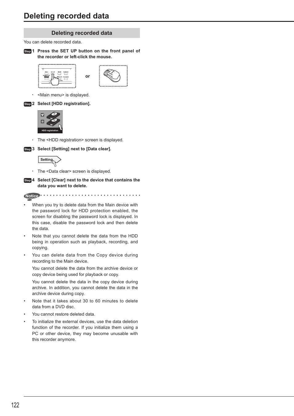 Deleting recorded data | MITSUBISHI ELECTRIC DX-TL5716U User Manual | Page 126 / 144