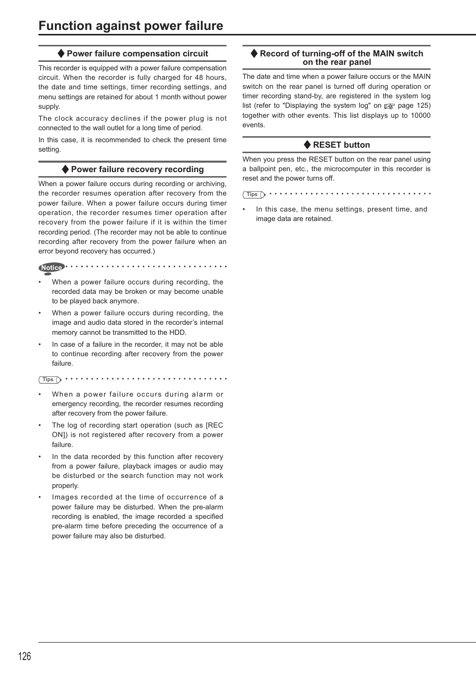 Function against power failure | MITSUBISHI ELECTRIC DX-TL5716U User Manual | Page 130 / 144