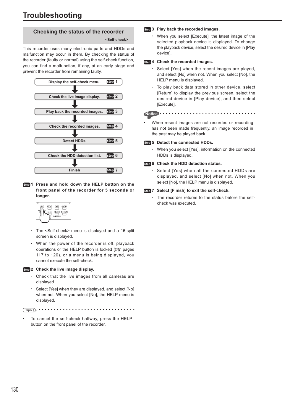 Troubleshooting, Checking the status of the recorder | MITSUBISHI ELECTRIC DX-TL5716U User Manual | Page 134 / 144