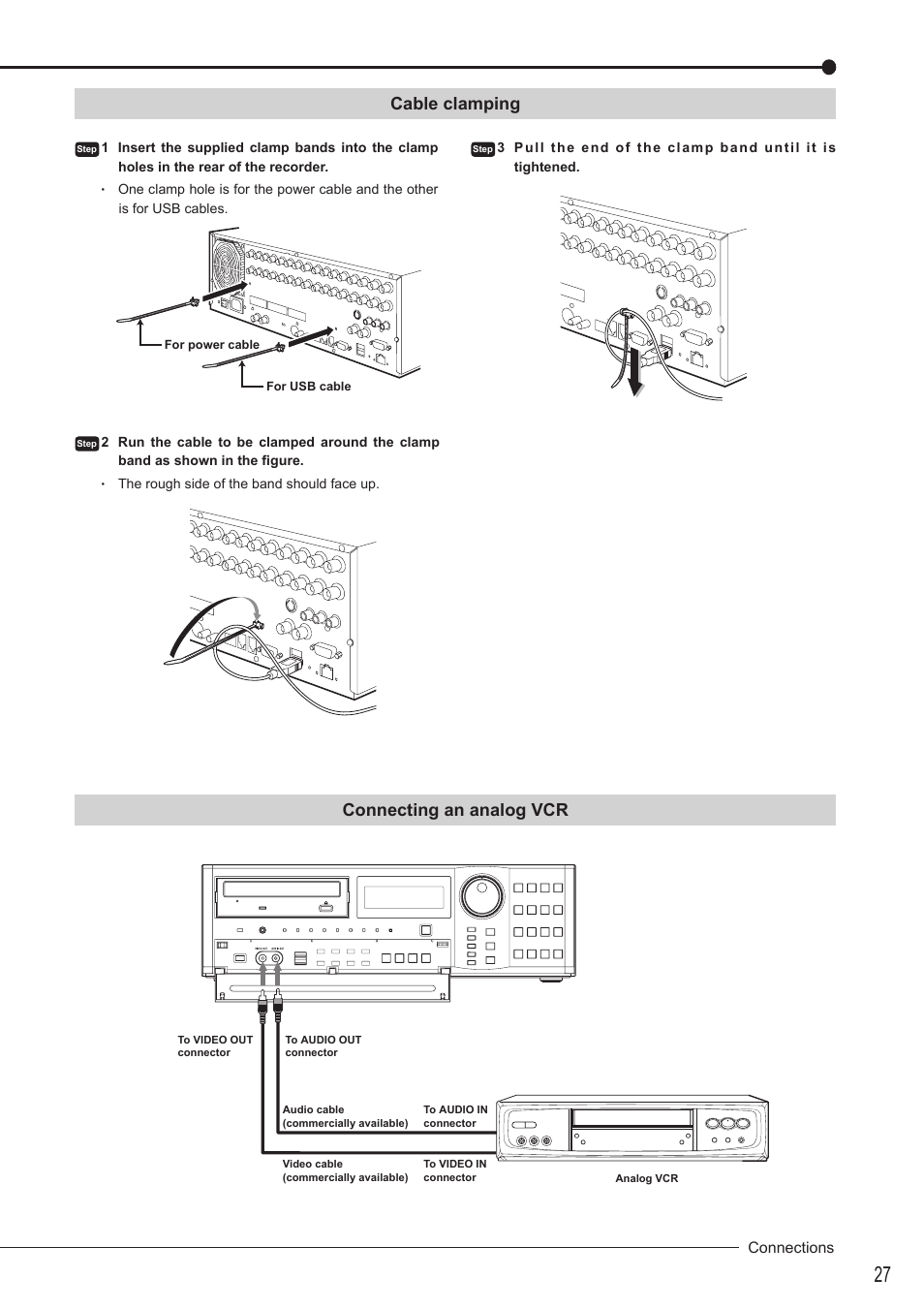 Connecting an analog vcr, Cable clamping | MITSUBISHI ELECTRIC DX-TL5716U User Manual | Page 31 / 144