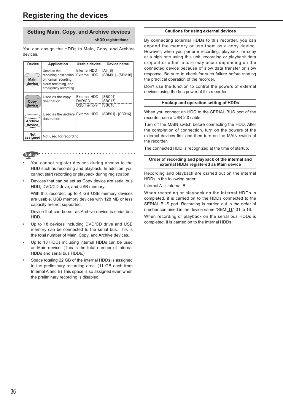 Registering the devices, Setting main, copy, and archive devices | MITSUBISHI ELECTRIC DX-TL5716U User Manual | Page 40 / 144