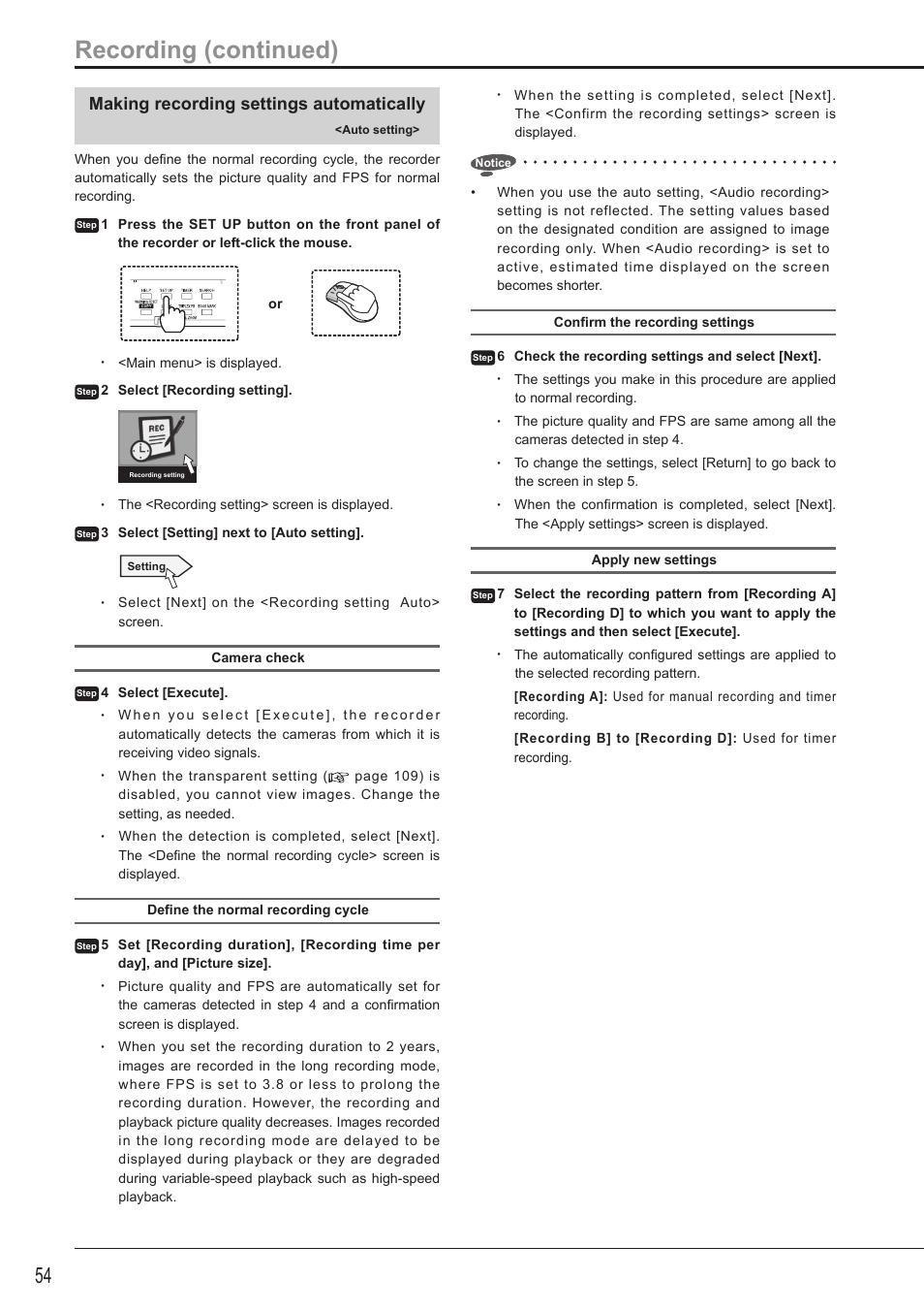 Recording (continued), Making recording settings automatically | MITSUBISHI ELECTRIC DX-TL5716U User Manual | Page 58 / 144