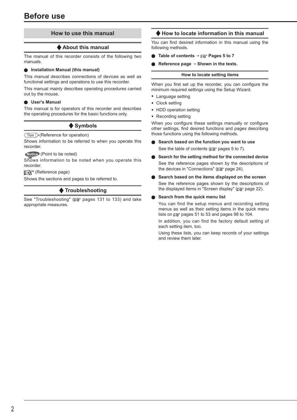 Before use, How to use this manual | MITSUBISHI ELECTRIC DX-TL5716U User Manual | Page 6 / 144