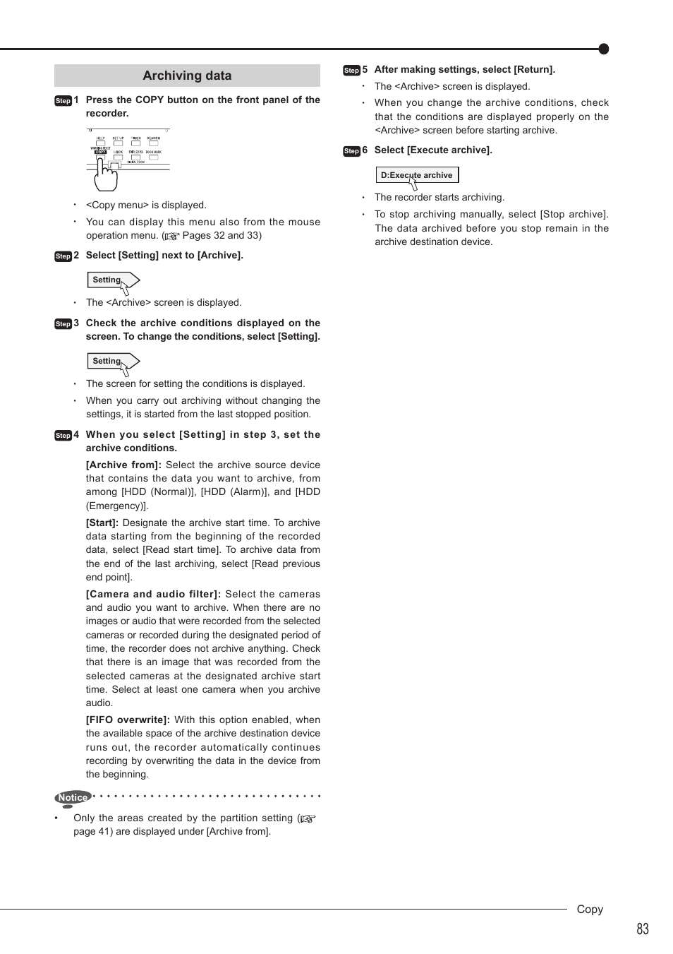 Archiving data | MITSUBISHI ELECTRIC DX-TL5716U User Manual | Page 87 / 144