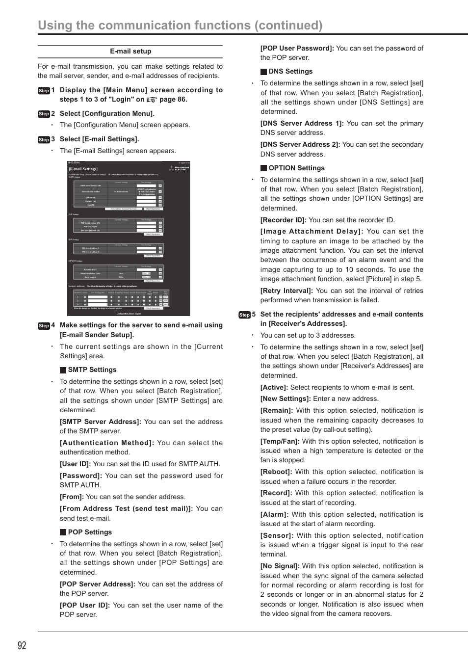 Using the communication functions (continued) | MITSUBISHI ELECTRIC DX-TL5716U User Manual | Page 96 / 144