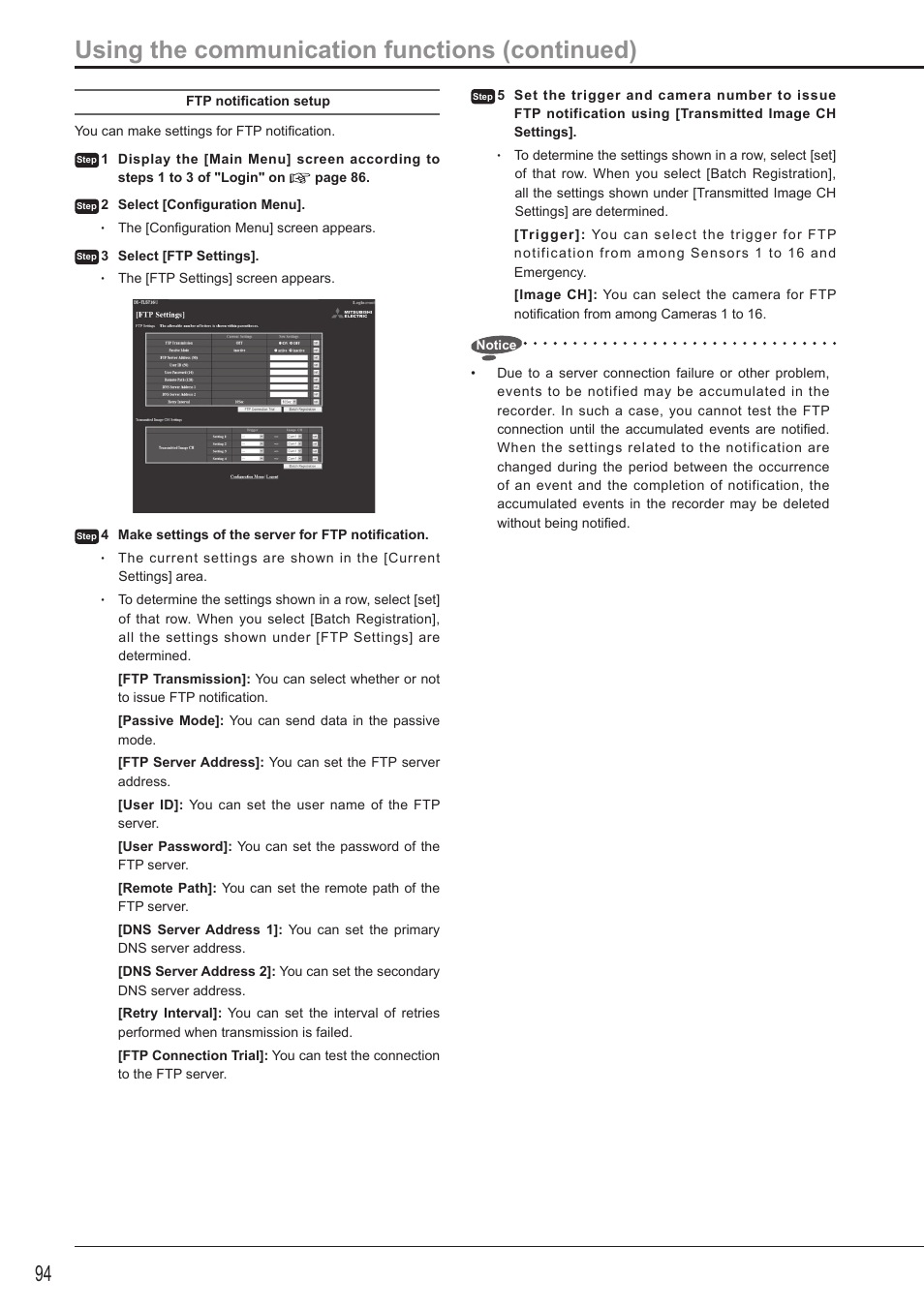 Using the communication functions (continued) | MITSUBISHI ELECTRIC DX-TL5716U User Manual | Page 98 / 144