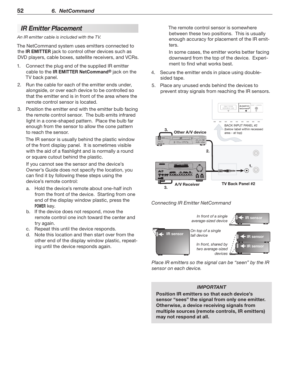 Ir emitter placement, 3tfotps | MITSUBISHI ELECTRIC LT-52244 User Manual | Page 52 / 88