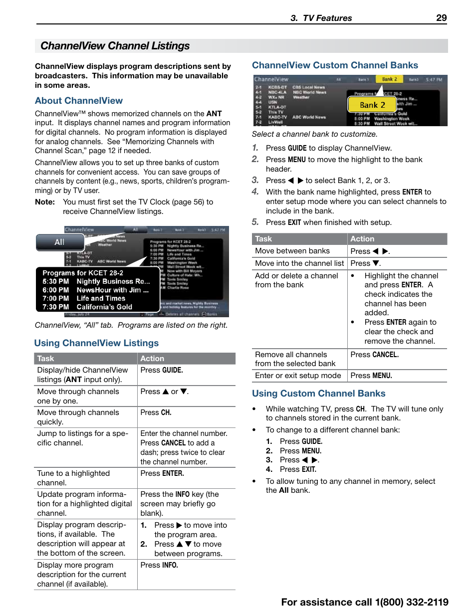Channelview channel listings | MITSUBISHI ELECTRIC 838 SERIES User Manual | Page 29 / 110