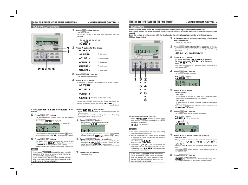 How to operate in silent mode | MITSUBISHI ELECTRIC PSA012B722 User Manual | Page 9 / 18