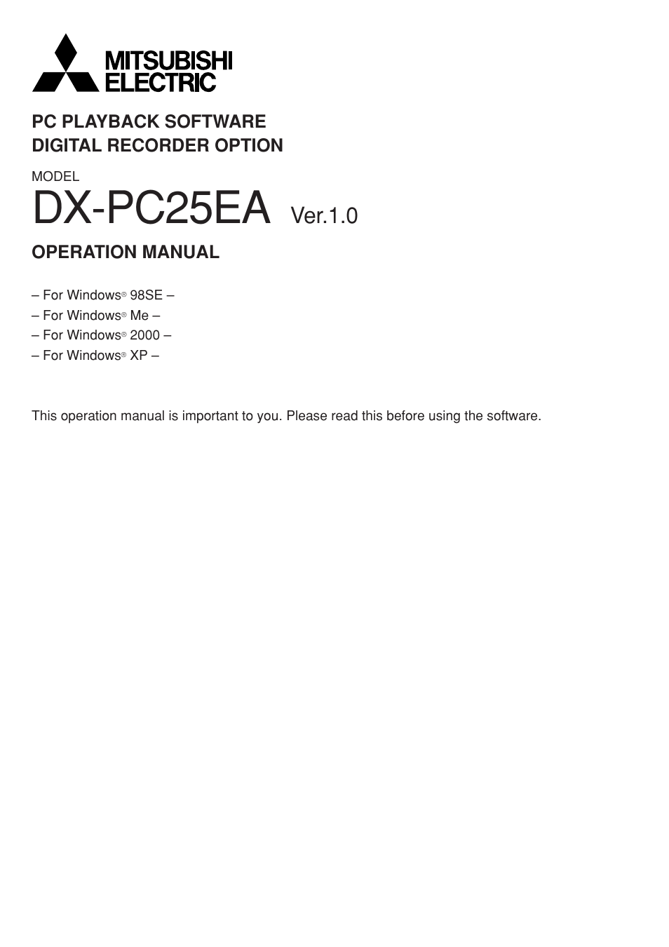 MITSUBISHI ELECTRIC DX-PC25EA User Manual | 49 pages