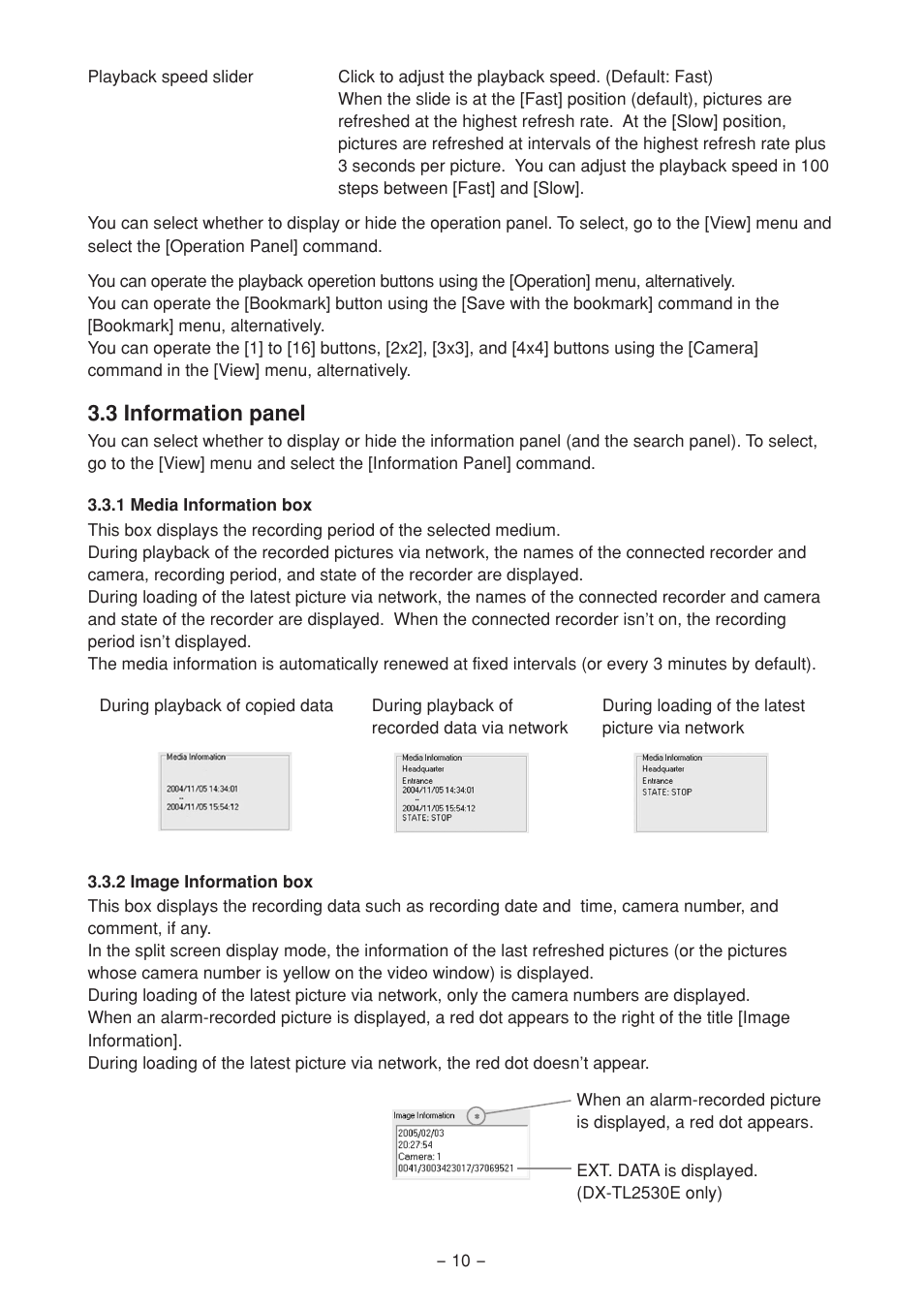 3 information panel, 1 media information box, 2 image information box | MITSUBISHI ELECTRIC DX-PC25EA User Manual | Page 10 / 49