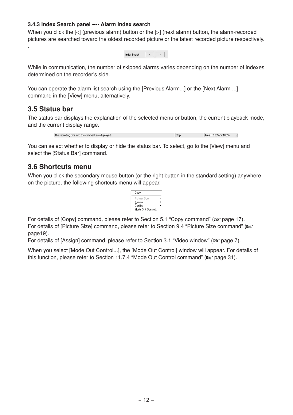 3 index search panel ---- alarm index search, 5 status bar, 6 shortcuts menu | MITSUBISHI ELECTRIC DX-PC25EA User Manual | Page 12 / 49