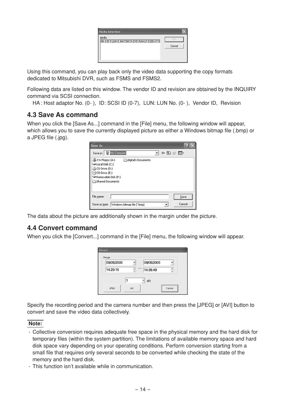 3 save as command, 4 convert command | MITSUBISHI ELECTRIC DX-PC25EA User Manual | Page 14 / 49