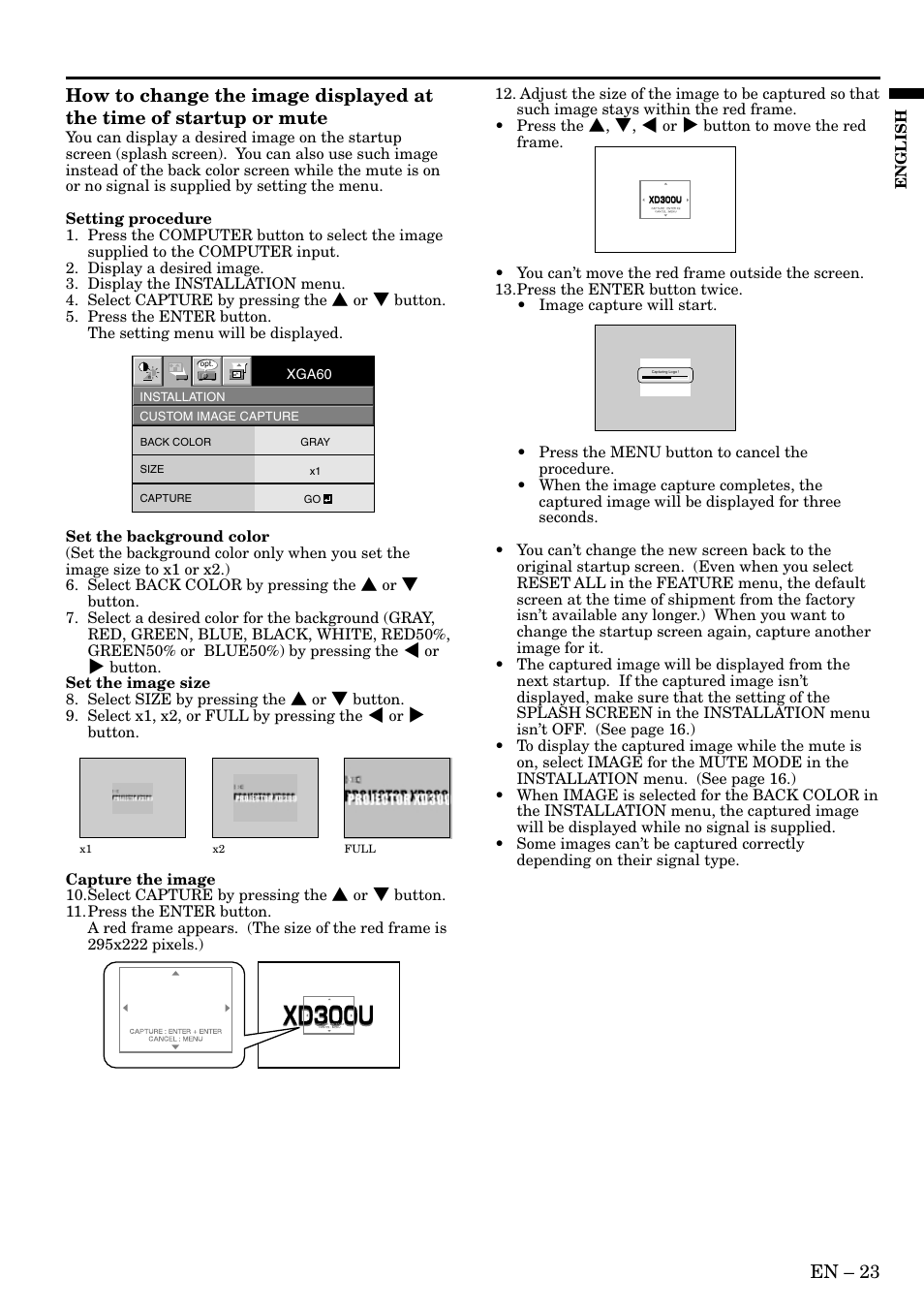 En – 23 | MITSUBISHI ELECTRIC XD300U User Manual | Page 23 / 34