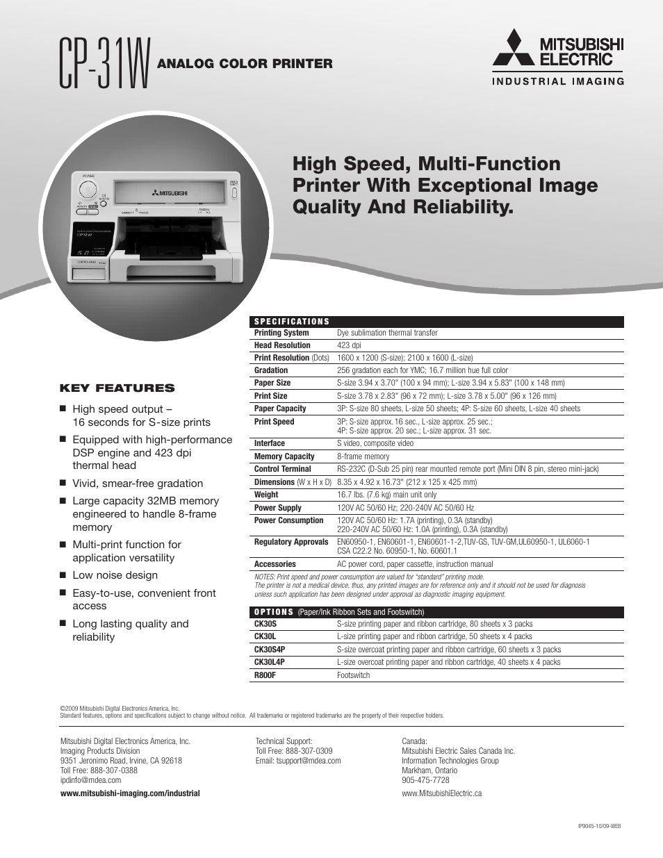 MITSUBISHI ELECTRIC CP-31W User Manual | 1 page