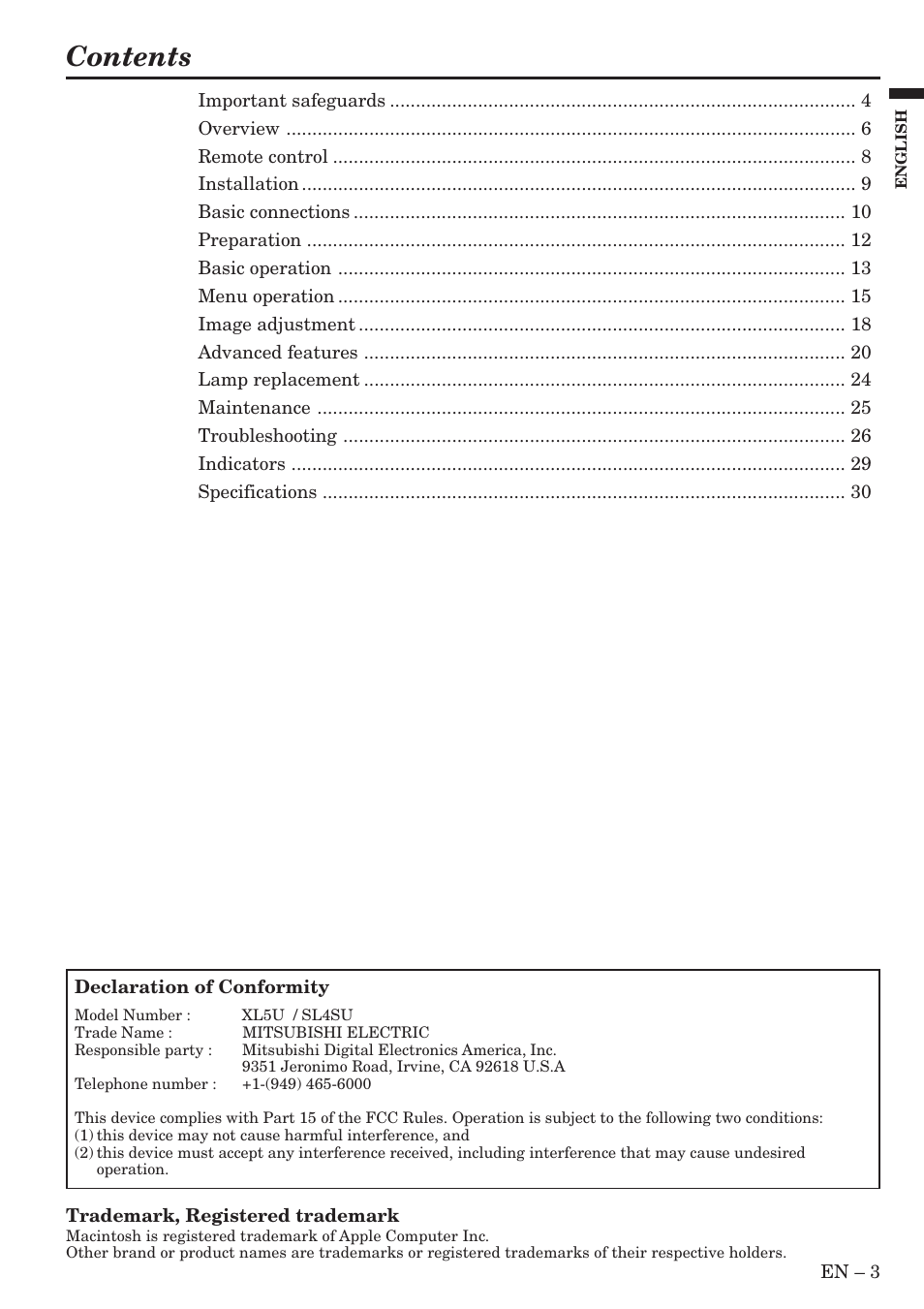 MITSUBISHI ELECTRIC SL4SU User Manual | Page 3 / 34