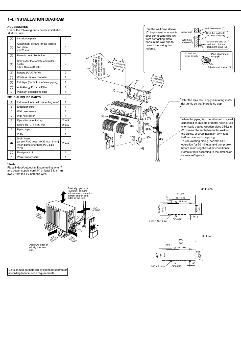 4. installation diagram | MITSUBISHI ELECTRIC MSZ-FD09/12NA User Manual | Page 3 / 8