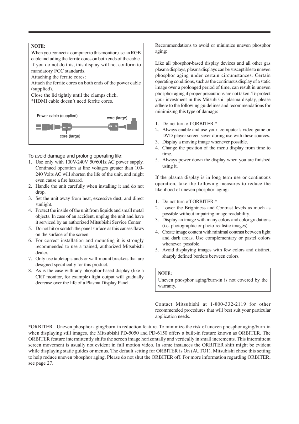 MITSUBISHI ELECTRIC PD-5050 User Manual | Page 4 / 46