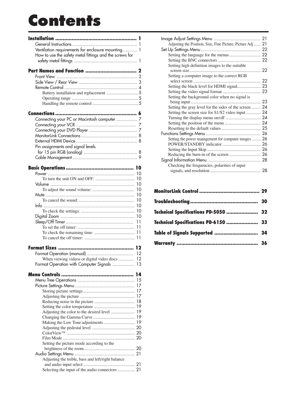 MITSUBISHI ELECTRIC PD-5050 User Manual | Page 8 / 46