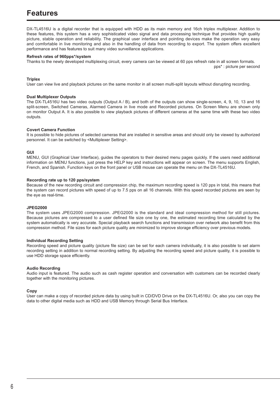 Features | MITSUBISHI ELECTRIC DX-TL4516U User Manual | Page 10 / 131