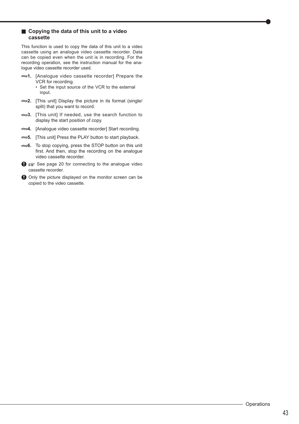 Copying the data of this unit to a video cassette | MITSUBISHI ELECTRIC DX-TL4516U User Manual | Page 46 / 131