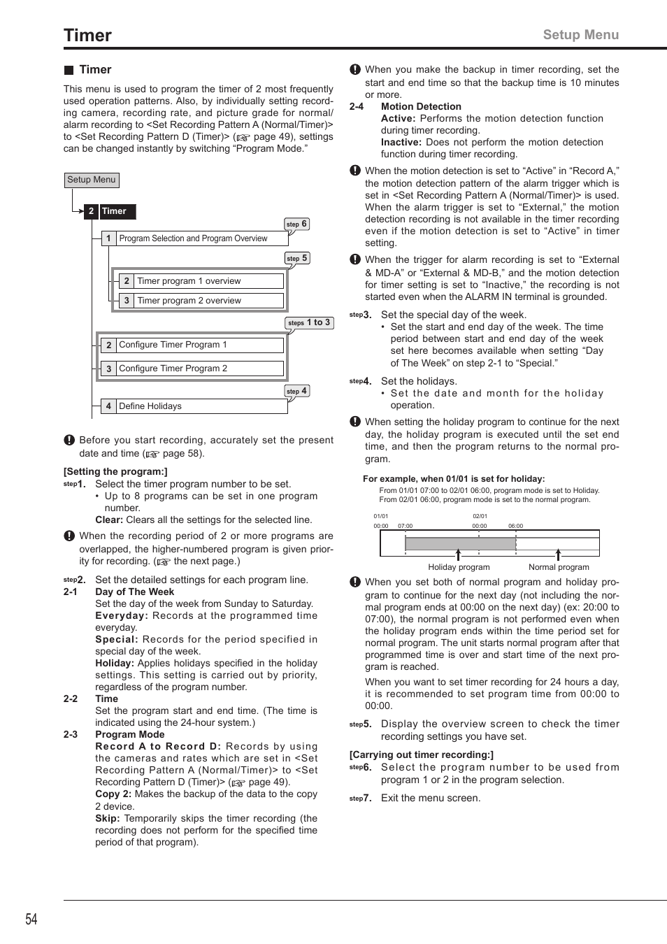 Setup menu, Timer | MITSUBISHI ELECTRIC DX-TL4516U User Manual | Page 57 / 131