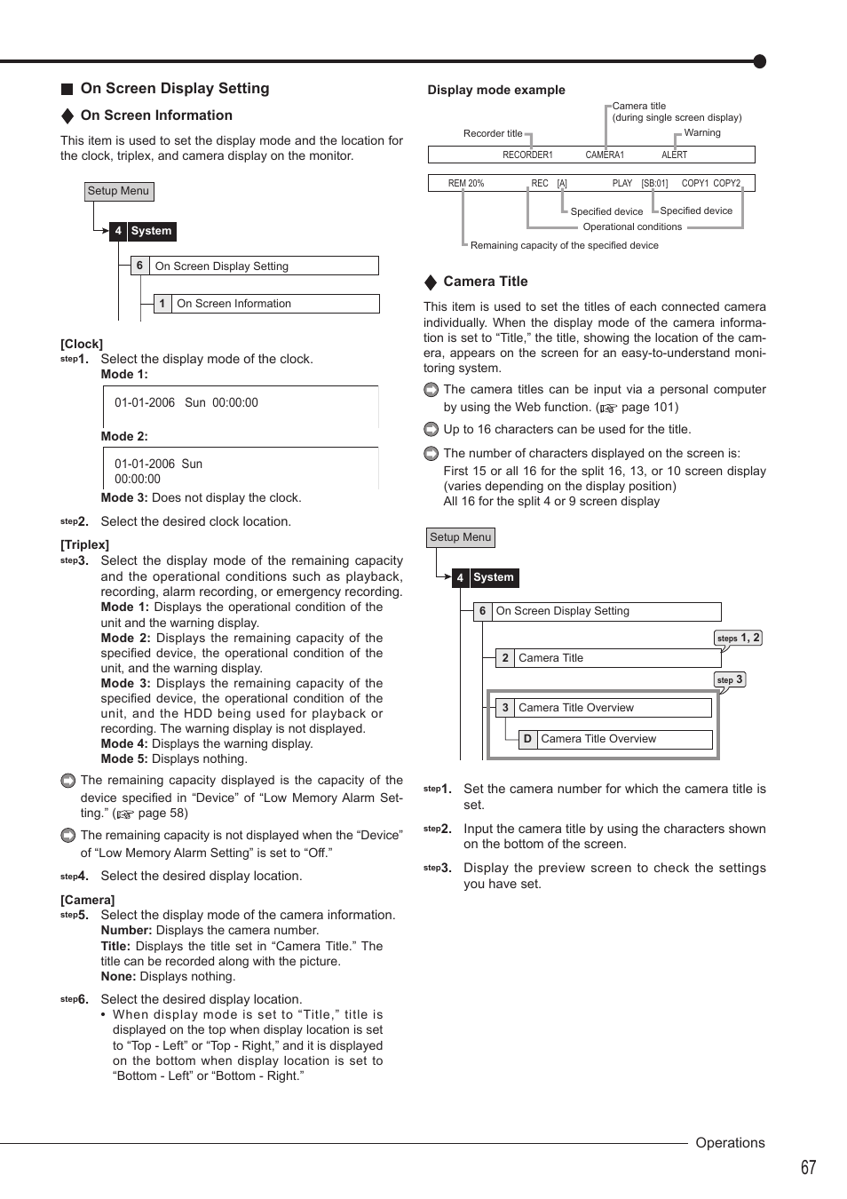 On screen display setting | MITSUBISHI ELECTRIC DX-TL4516U User Manual | Page 70 / 131