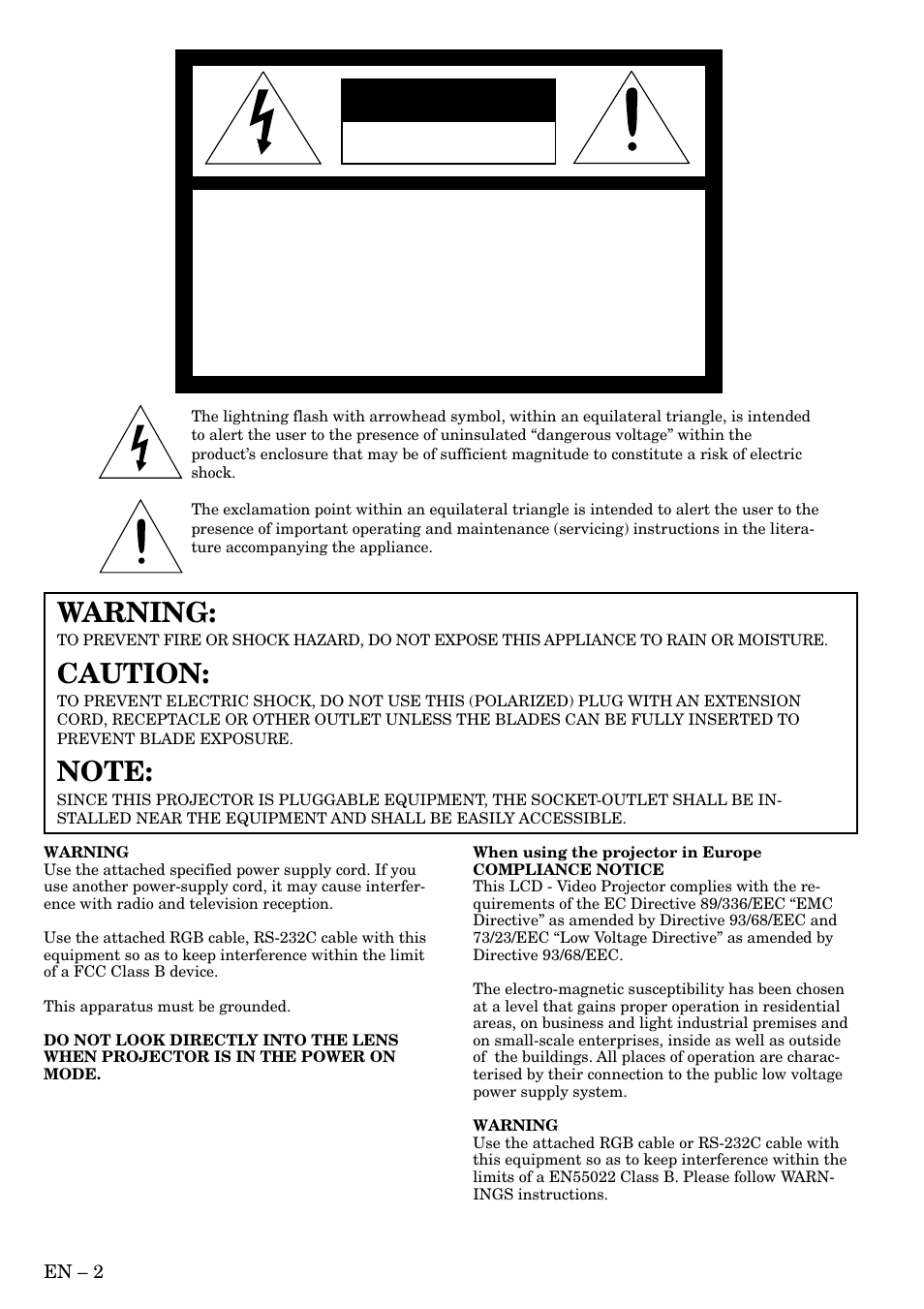 Caution, Warning | MITSUBISHI ELECTRIC XL2 User Manual | Page 2 / 28