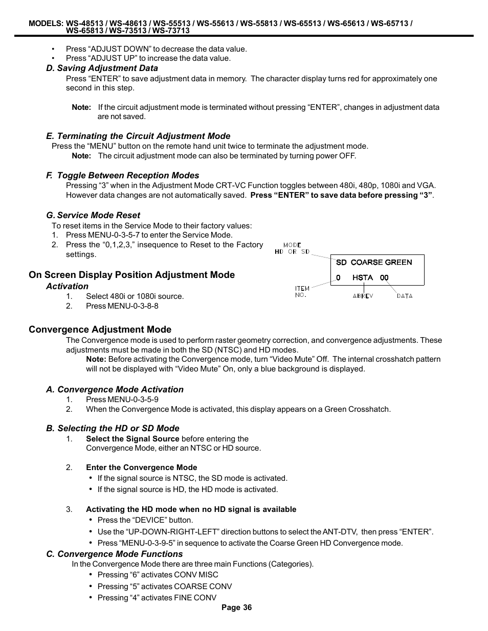 MITSUBISHI ELECTRIC WS-48513 User Manual | Page 36 / 86
