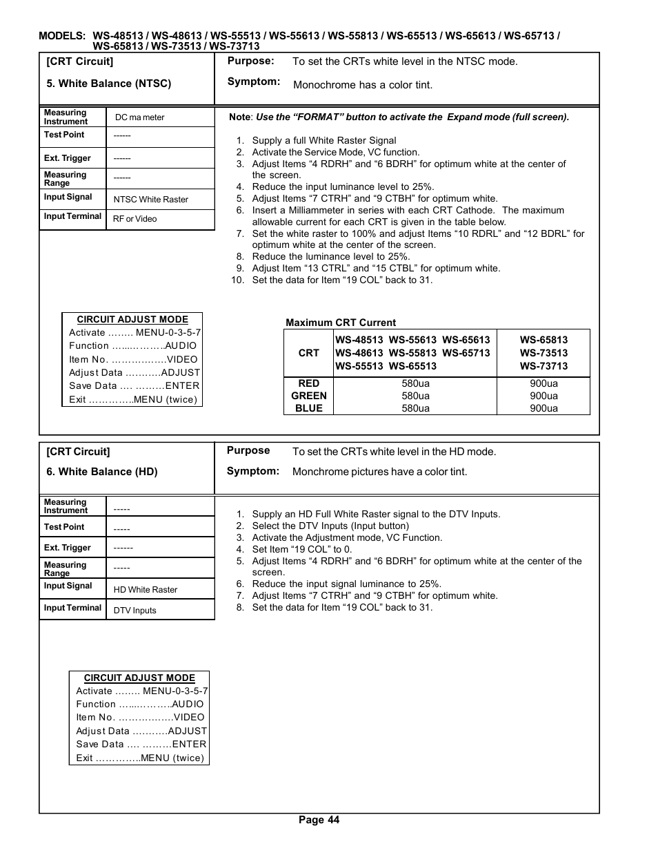 MITSUBISHI ELECTRIC WS-48513 User Manual | Page 44 / 86