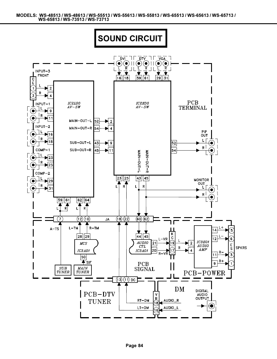 Sound circuit | MITSUBISHI ELECTRIC WS-48513 User Manual | Page 84 / 86