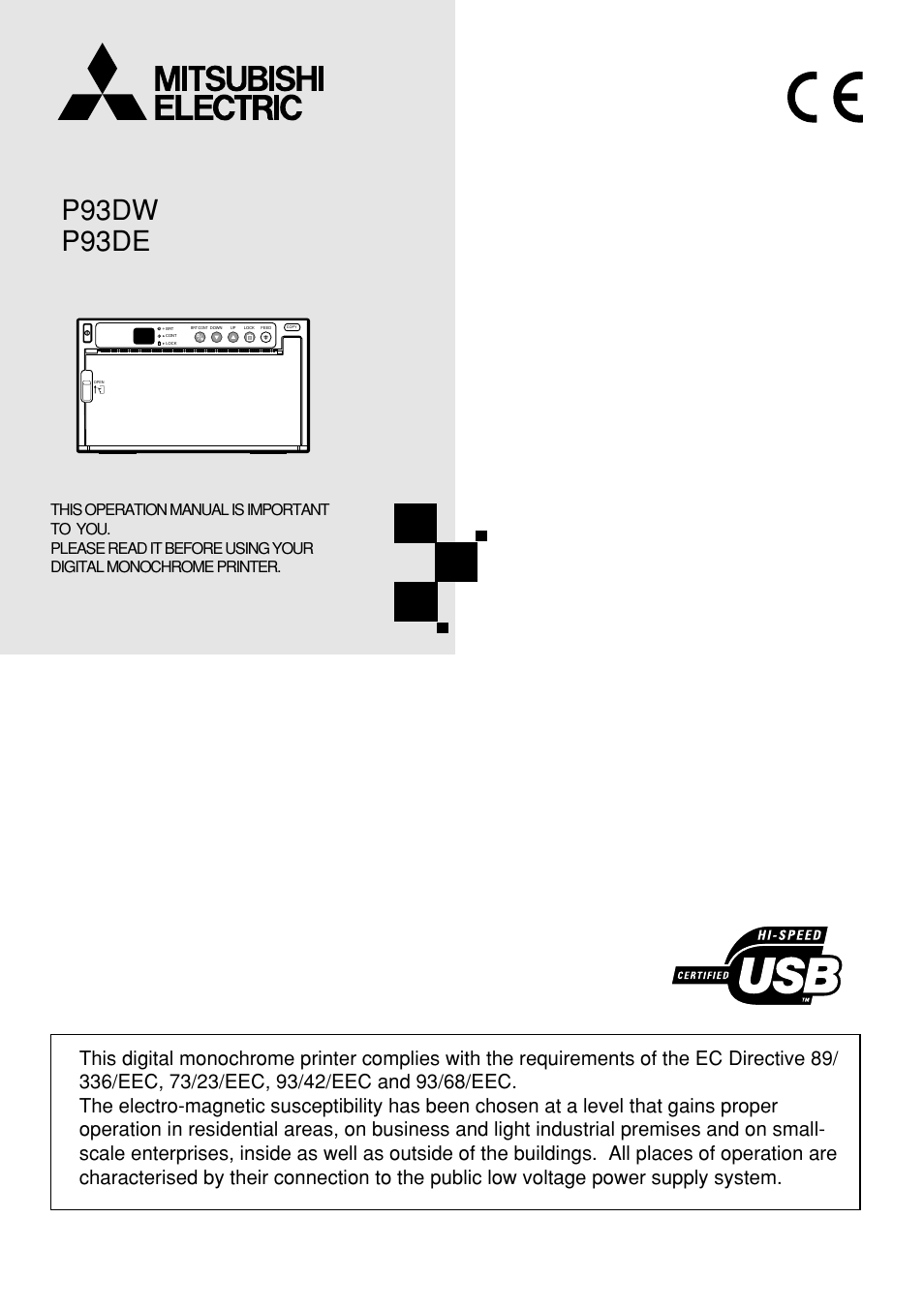 MITSUBISHI ELECTRIC P93DE User Manual | 31 pages