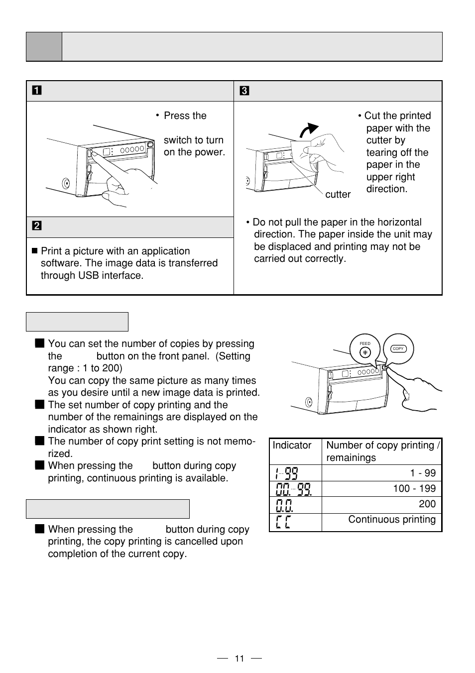 Printing, Copy printing, Cancel of copy printing | MITSUBISHI ELECTRIC P93DE User Manual | Page 19 / 31