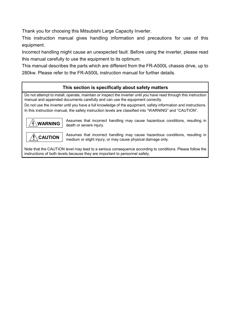 MITSUBISHI ELECTRIC FR-A500L User Manual | Page 2 / 63