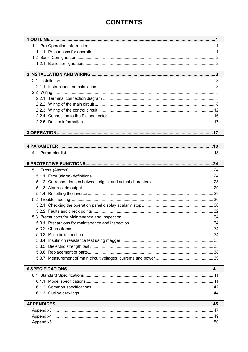 MITSUBISHI ELECTRIC FR-A500L User Manual | Page 6 / 63