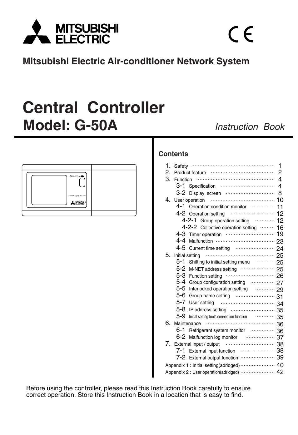 MITSUBISHI ELECTRIC G-50A User Manual | 46 pages