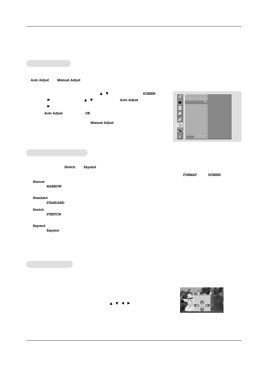 Screen menu options | MITSUBISHI ELECTRIC PD-4225S User Manual | Page 37 / 52
