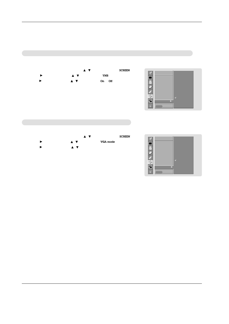 Screen menu options continued, Selecting w, Luminance noise reduction (tv | MITSUBISHI ELECTRIC PD-4225S User Manual | Page 39 / 52