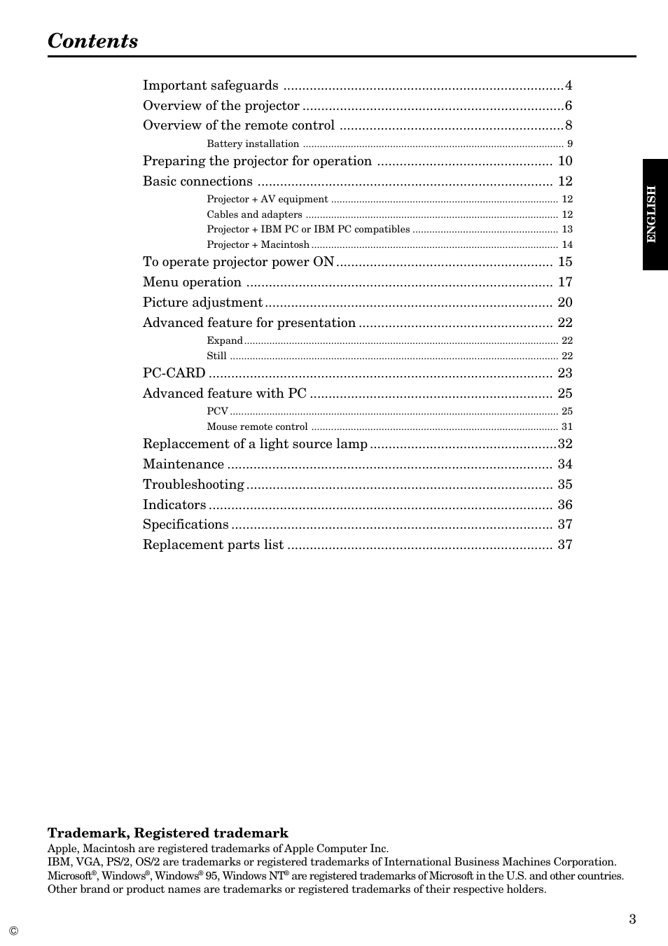 MITSUBISHI ELECTRIC LVP-X120A User Manual | Page 3 / 44