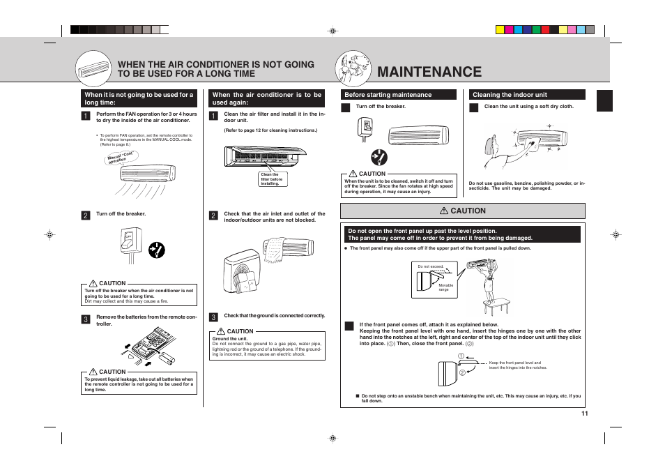 Maintenance | MITSUBISHI ELECTRIC MSH24WN User Manual | Page 11 / 32