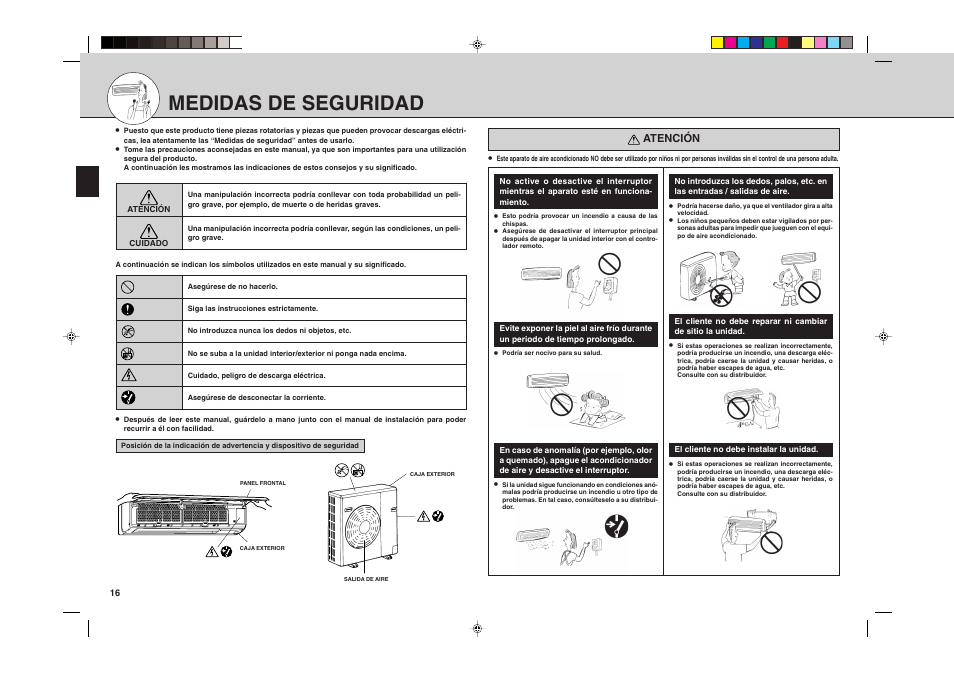 Medidas de seguridad | MITSUBISHI ELECTRIC MSH24WN User Manual | Page 16 / 32