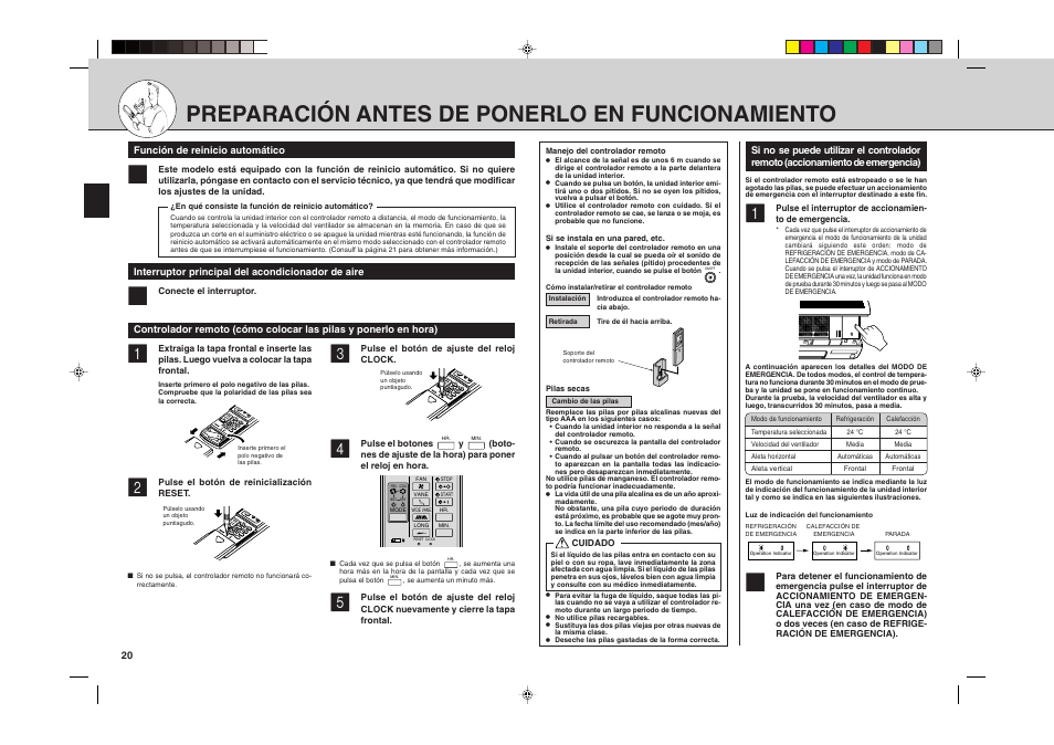 Preparación antes de ponerlo en funcionamiento | MITSUBISHI ELECTRIC MSH24WN User Manual | Page 20 / 32