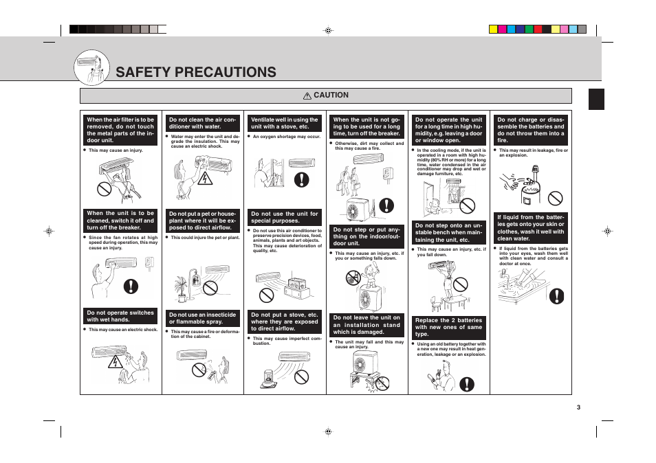 Safety precautions | MITSUBISHI ELECTRIC MSH24WN User Manual | Page 3 / 32